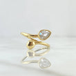 Anillo Gota Curva Bisel 2.45gr / T7 / Circones Blancos Oro Amarillo 18K *