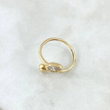 Anillo Gota Curva Bisel 2.45gr / T7 / Circones Blancos Oro Amarillo 18K *