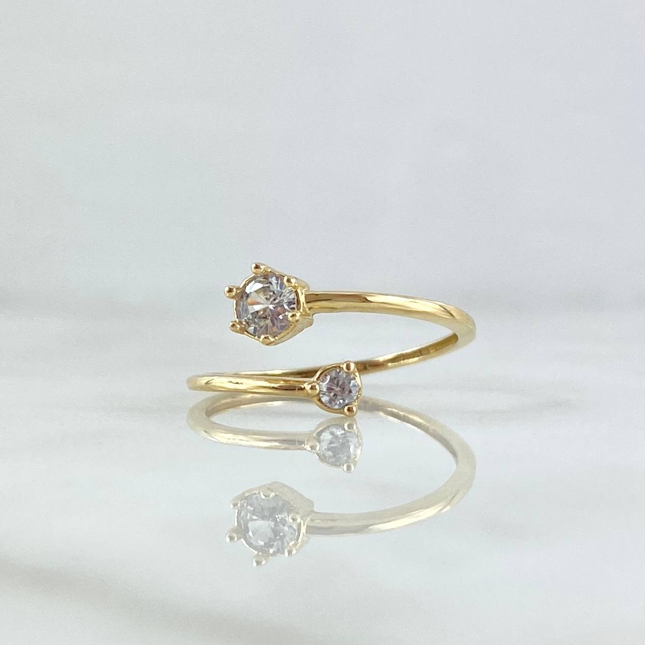 Anillo Solitario Doble 1.55gr / T7 1/2 / Circones Blancos Oro Amarillo 18K *