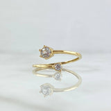 Anillo Solitario Doble 1.55gr / T7 1/2 / Circones Blancos Oro Amarillo 18K *