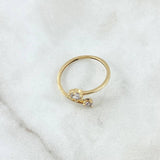 Anillo Solitario Doble 1.55gr / T7 1/2 / Circones Blancos Oro Amarillo 18K *