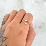 Anillo Solitario Doble 1.55gr / T7 1/2 / Circones Blancos Oro Amarillo 18K *