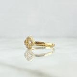 Anillo Silueta Trébol 1.6gr / T6 1/2 / Circones Blancos Oro Amarillo 18K
