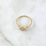 Anillo Silueta Trébol 1.6gr / T6 1/2 / Circones Blancos Oro Amarillo 18K