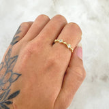 Anillo Esferas Bisel 1.65gr / T6 3/4 / Circones Blancos Oro Amarillo 18K *