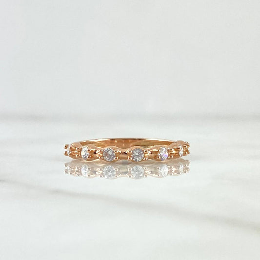 Anillo Media Churumbela 2.05gr / T7 1/4 / Circones Blancos Oro Rosa 18K *