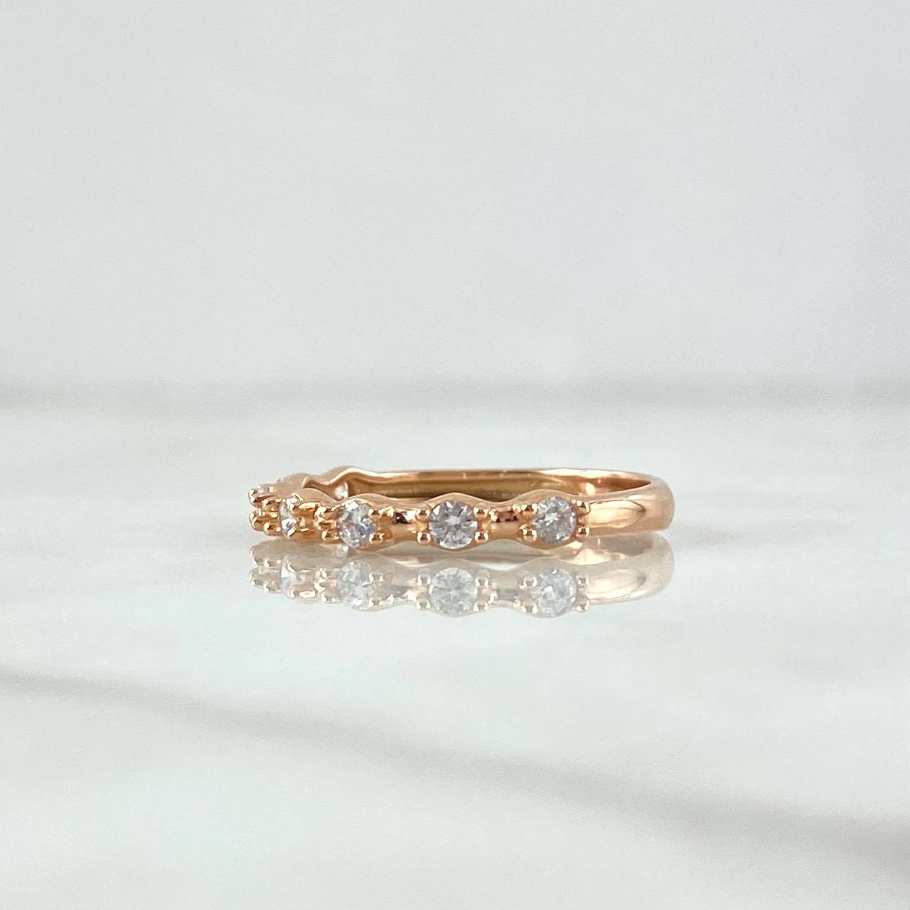 Anillo Media Churumbela 2.05gr / T7 1/4 / Circones Blancos Oro Rosa 18K *