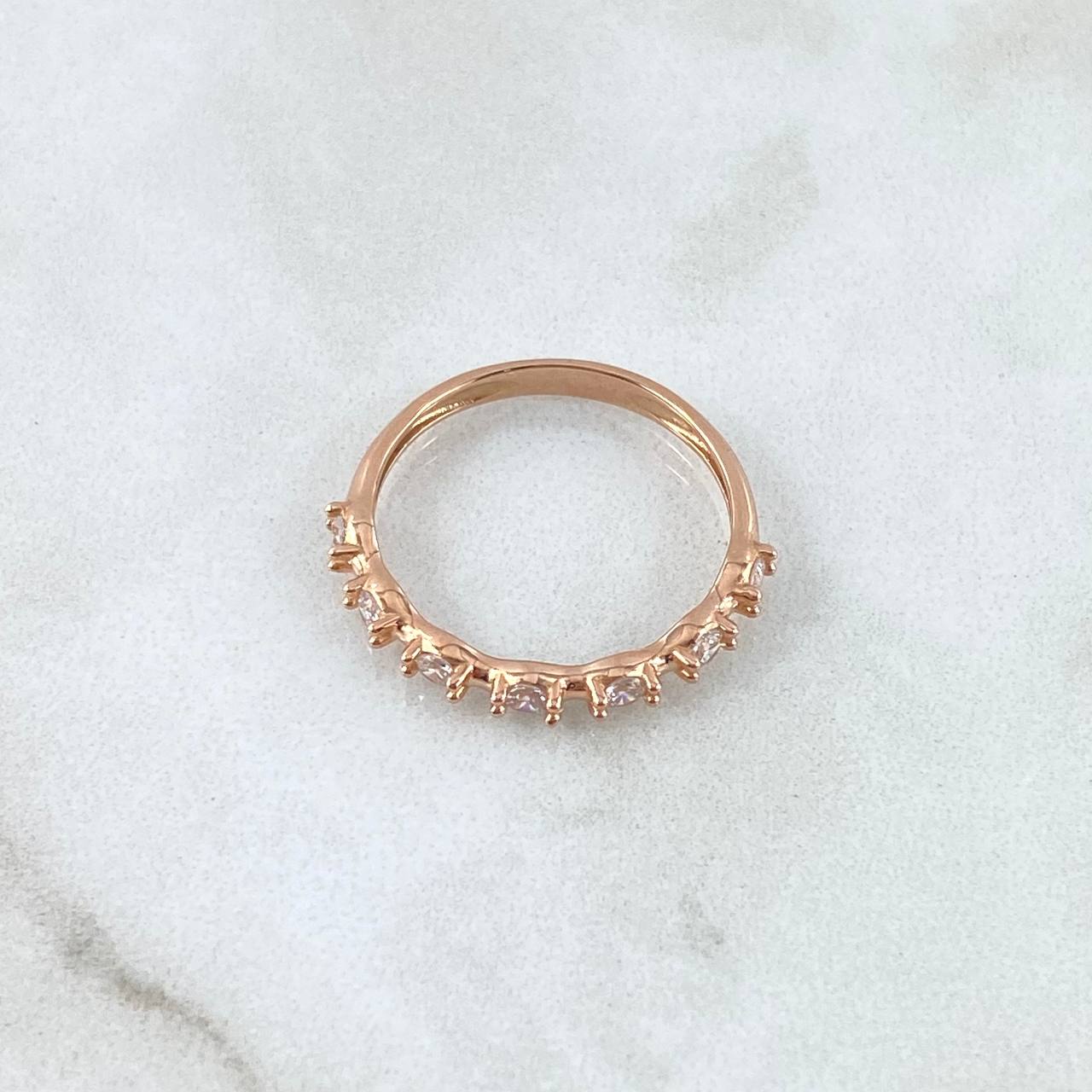 Anillo Media Churumbela 2.05gr / T7 1/4 / Circones Blancos Oro Rosa 18K *