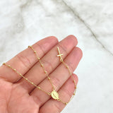Rosario Virgen Milagrosa 3.3gr / 45cm / 1.8mm Bolas Lisas Cruz Lisa Graduable Oro Amarillo +4 18K *