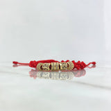 Pulsera Roja Cilindro Hexágono Barril de Fuego 6.05gr / 7mm-6mm-7mm Circones Blancos-Negros 5 und Oro Amarillo 18K