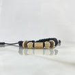 Pulsera Negra Cilindro Bolas Barril de Fuego 6.85gr / 5mm-7mm-9mm Circones Blancos-Negros 5 und Oro Amarillo 18K