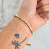Pulsera Caqui Herraje Tubular 1.35gr / 4mm-5mm Bolas Diamantadas-Lisas 4 und Oro Amarillo 18K