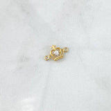 Herraje Corona Cruz 0.45gr / 1.3cm / Circon Blanco Oro Amarillo 18K *