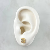 Set Trébol VCyA 7.2gr / Anillo T7- Dije 1.5cm -Topos 7MM Circones Blancos Oro Amarillo 18K *
