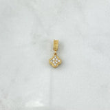 Set Trébol VCyA 7.2gr / Anillo T7- Dije 1.5cm -Topos 7MM Circones Blancos Oro Amarillo 18K *