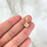 Set Trébol VCyA 5.1gr / Anillo T7- Dije 1.5cm -Topos 7MM Circones Blancos Oro Amarillo 18K *