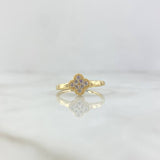 Set Trébol VCyA 7.2gr / Anillo T7- Dije 1.5cm -Topos 7MM Circones Blancos Oro Amarillo 18K *