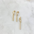 Set Lazo Cruzado 3.9gr / Topos 3cm Dije 3.7cm Circones Blancos Oro Amarillo 18K *