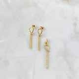 Set Lazo Cruzado 3.9gr / Topos 3cm Dije 3.7cm Circones Blancos Oro Amarillo 18K *