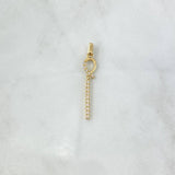 Set Lazo Cruzado 3.9gr / Topos 3cm Dije 3.7cm Circones Blancos Oro Amarillo 18K *