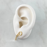 Set Lazo Cruzado 3.9gr / Topos 3cm Dije 3.7cm Circones Blancos Oro Amarillo 18K *