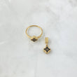Set Trébol VCyA 3.1gr / Anillo T6 1/4 Dije 1.5cm Circones Negro Oro Amarillo 18K *