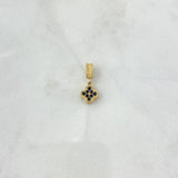 Set Trébol VCyA 3.1gr / Anillo T6 1/4 Dije 1.5cm Circones Negro Oro Amarillo 18K *