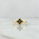 Set Trébol VCyA 3.1gr / Anillo T6 1/4 Dije 1.5cm Circones Negro Oro Amarillo 18K *
