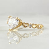 Anillo Solitario Corazones 1.4gr / T6 / Oro 18K ©
