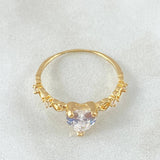 Anillo Solitario Corazones 1.4gr / T6 / Oro 18K ©