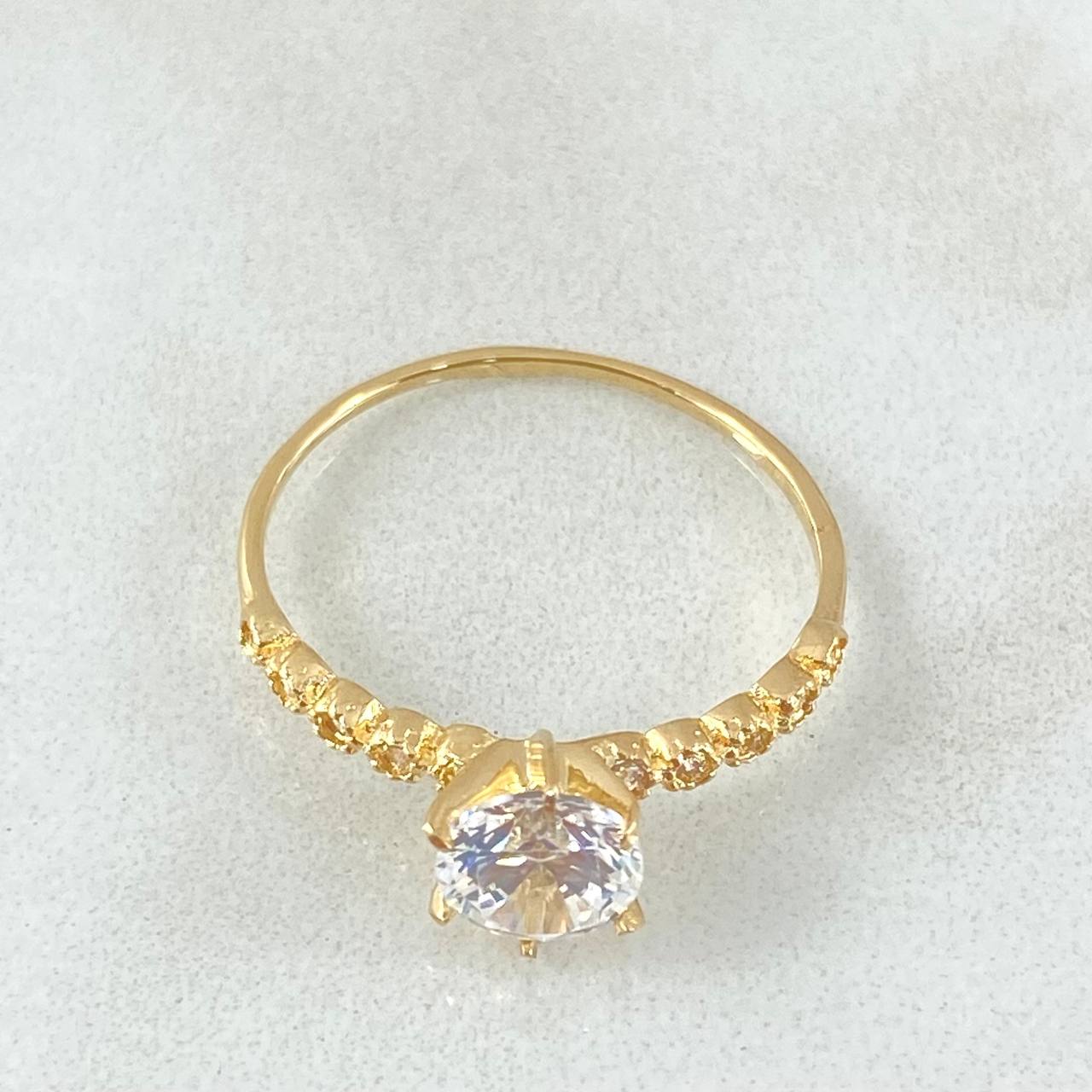 Anillo Solitario Ojos Burbujeantes 1.35gr / T6 / Oro 18K ©