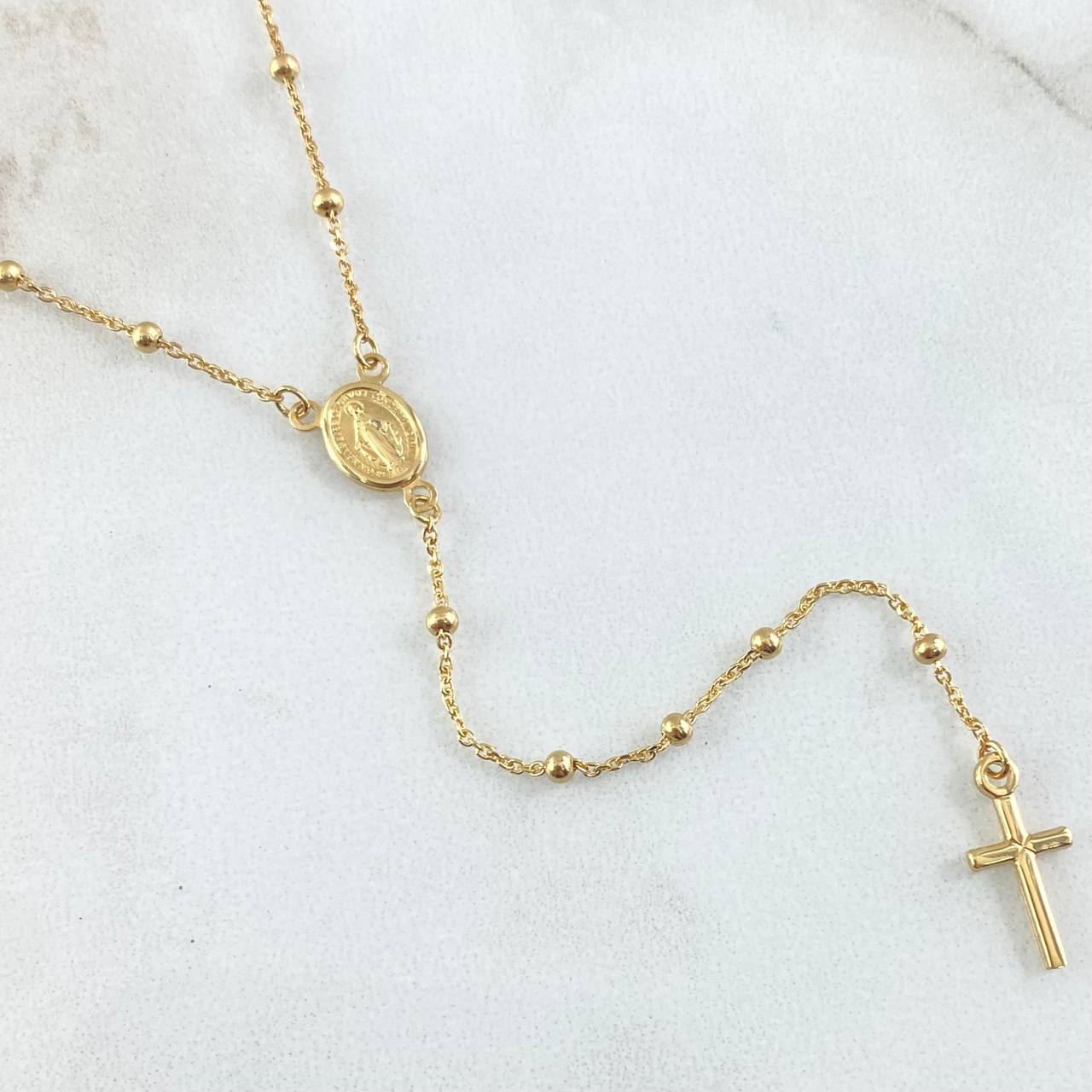 Rosario Virgen Milagrosa Cruz Lisa 3.05gr / 45cm / +4 Oro 18K