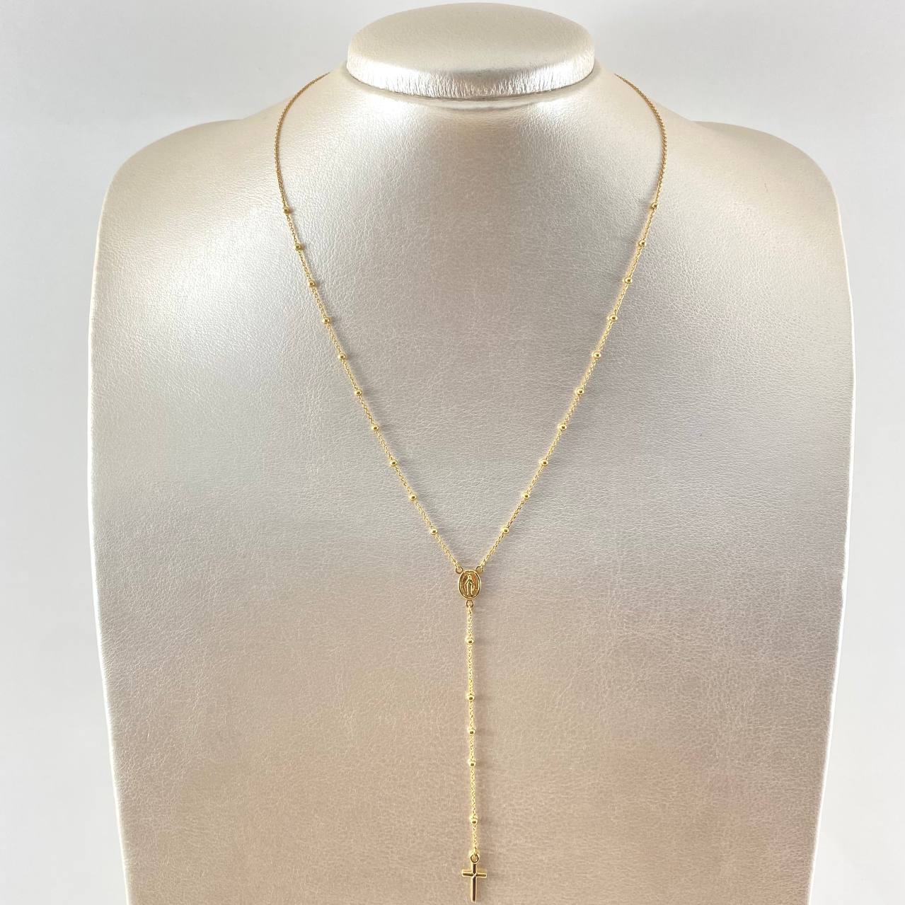 Rosario Virgen Milagrosa Cruz Lisa 3.05gr / 45cm / +4 Oro 18K