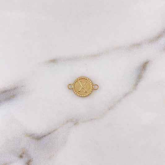 Herraje Letra X 0.45gr / 1.4cm-Circulo Bordeado Oro Amarillo 18K
