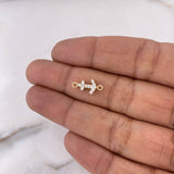 Herraje Ancla 0.55gr / 1.4cm / Circones Blancos Oro Amarillo 18K $