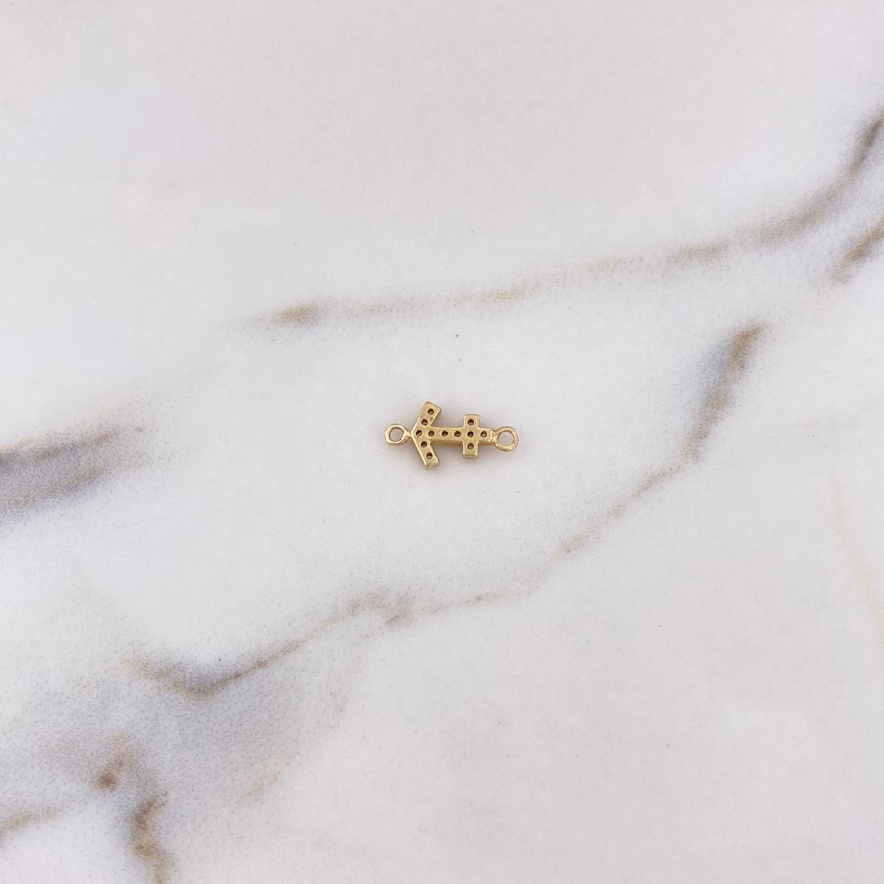 Herraje Ancla 0.55gr / 1.4cm / Circones Blancos Oro Amarillo 18K $