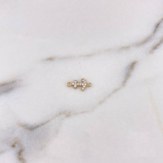Herraje Ancla 0.55gr / 1.4cm / Circones Blancos Oro Amarillo 18K $