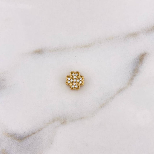 Herraje Trebol  1.05gr / 8mm Circones Blancos Oro Amarillo 18K $