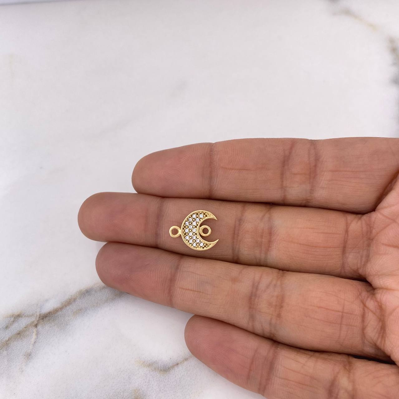 Herraje Luna 0.9gr / 1.1cm / Circones Blancos Oro Amarillo 18K $