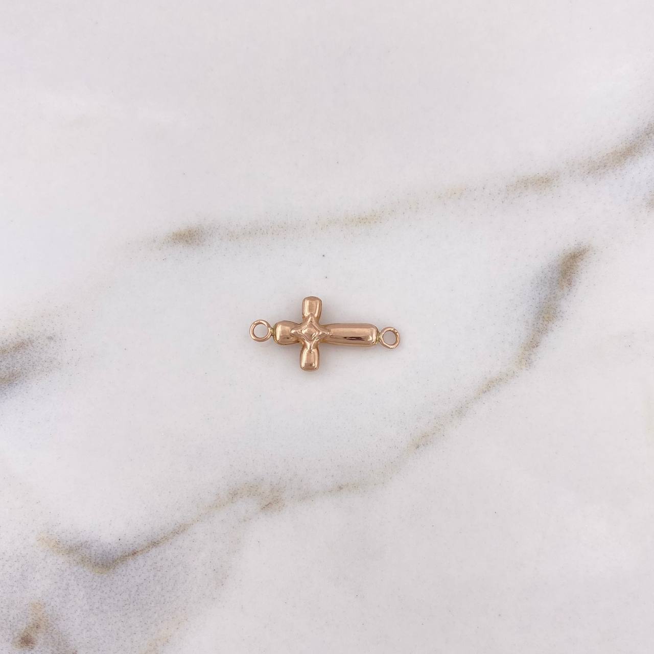 Herraje Cruz Rombo 0.35gr / 1.8cm / Oro Rosa 18K #