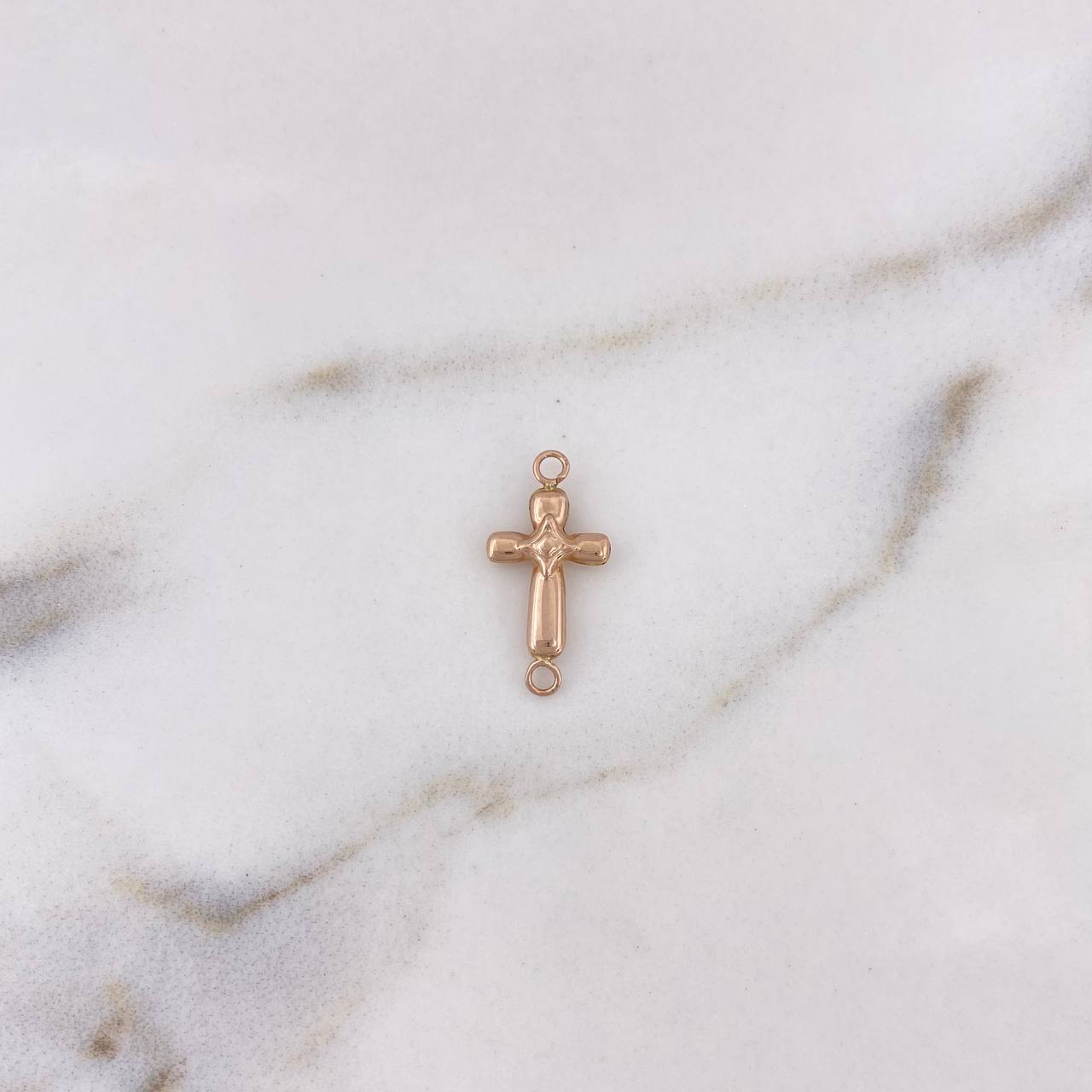Herraje Cruz Rombo 0.35gr / 1.8cm / Oro Rosa 18K #
