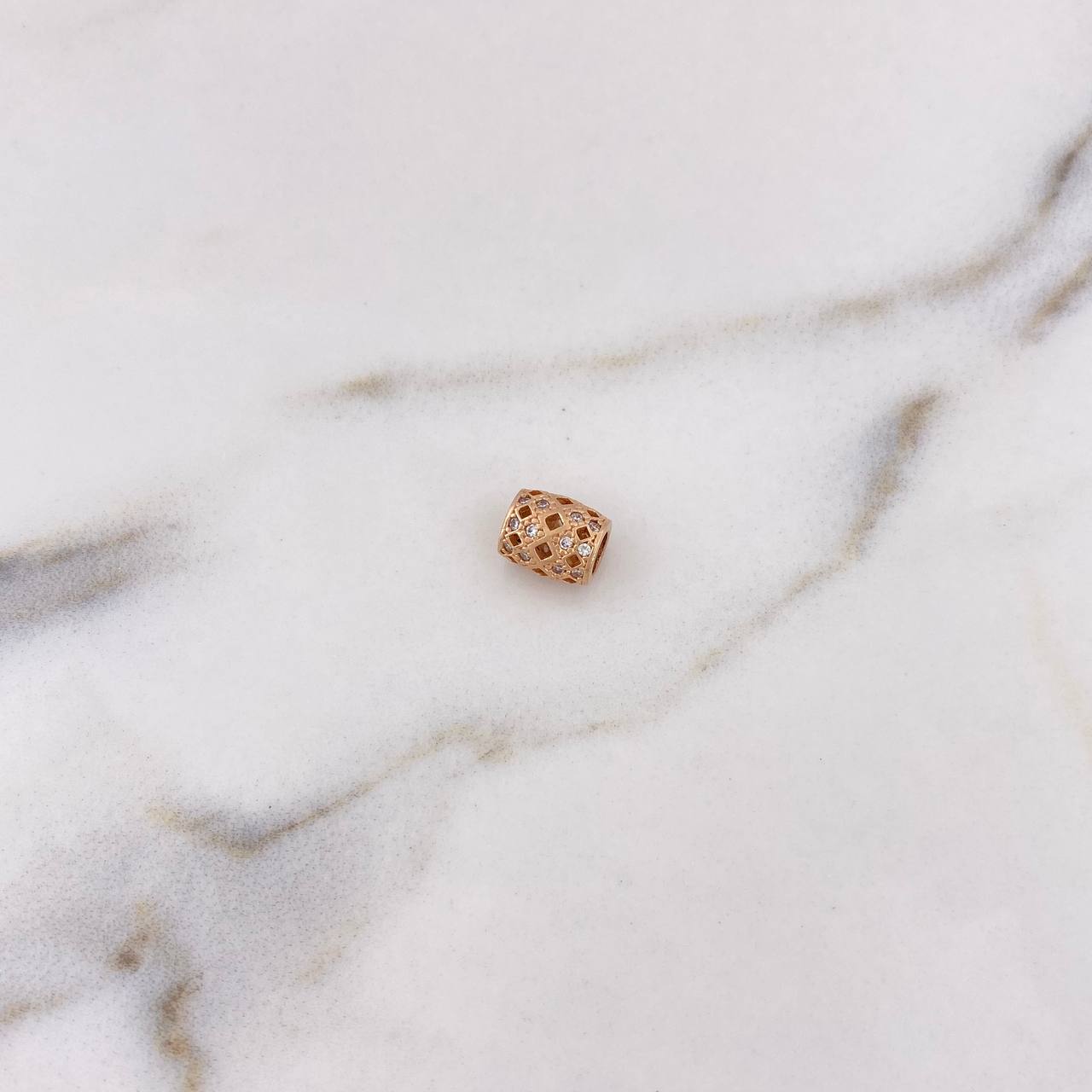 Herraje Cilindro 1.1gr / 8mm Circones Blancos Oro Rosa 18K $