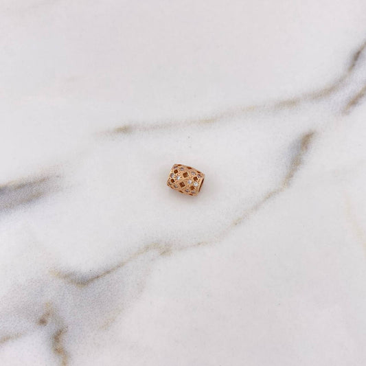 Herraje Cilindro 1.1gr / 8mm Circones Blancos Oro Rosa 18K $