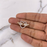 Herraje Corazon Alas 2.05gr / 2.6cm / Circones Blancos Dos Oros Blanco Rosa 18K $