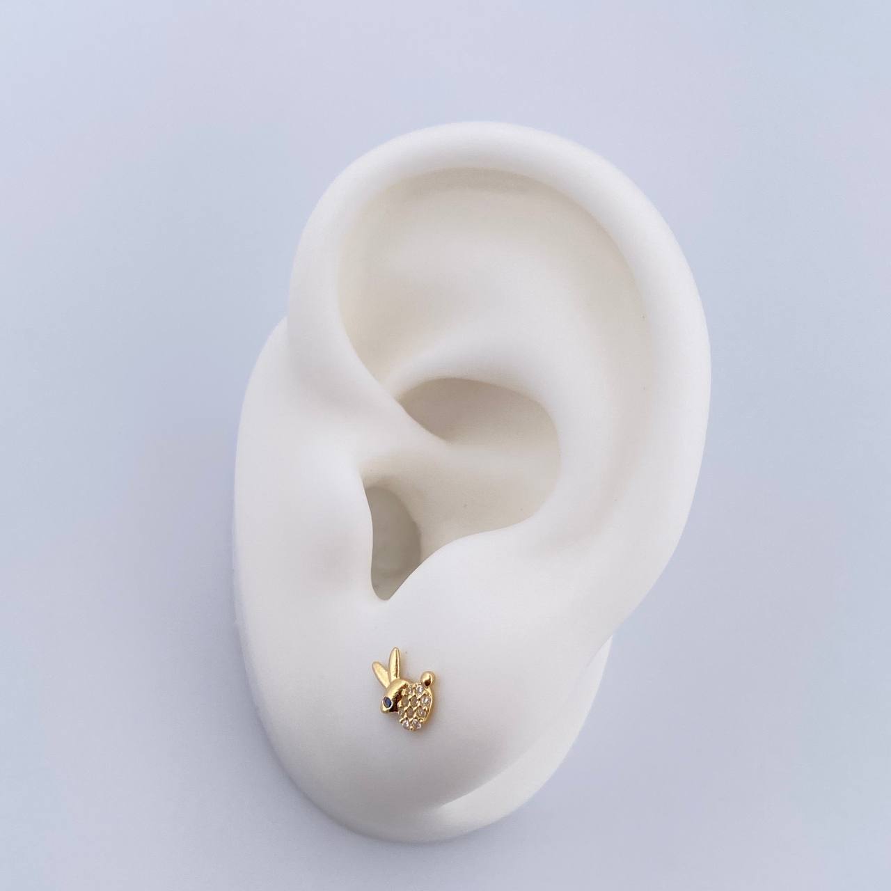 Topos Conejo 0.65gr / Circones Azul Blancos Oro Amarillo 18K &