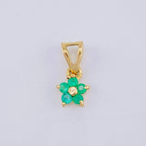Dije Flor 5 Petalos Esmeraldas 0,15Pts 0.45 g / 1.3 cm Oro Amarillo 18K