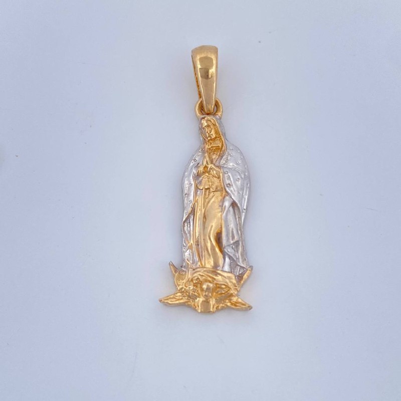 Dije Virgen Guadalupe 2.65gr / 3.1cm / Dos Oros Amarillo Blanco 18K $
