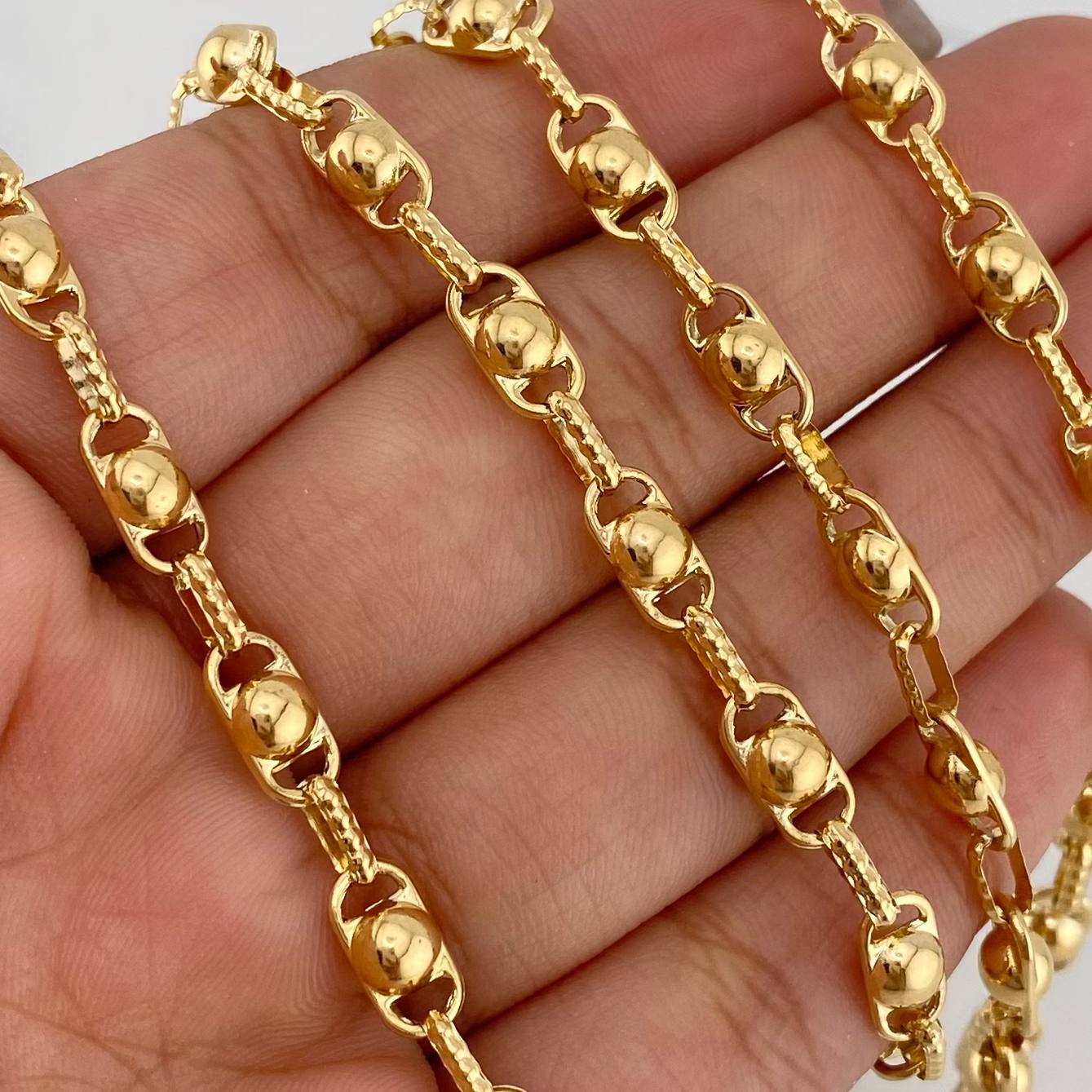 Cadena Rustica Burbuja 15.1 g / 63 cm / 4.5 mm Oro Amarillo 18K