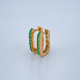 Candongas Carril Cuadrada Esmeralda 2gr / 1.4cm / Oro Amarillo 18K %