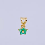 Dije Flor 5 Petalos Esmeraldas 0,15Pts 0.45 g / 1.3 cm Oro Amarillo 18K